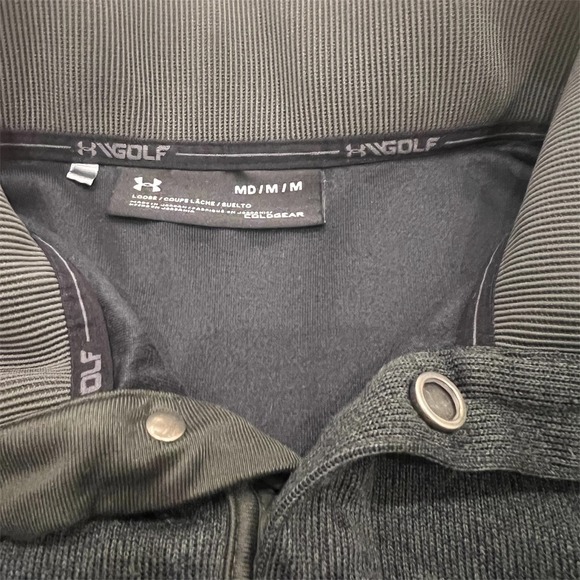 Under Armour Men's Golf ColdGear 1/4 Snap Pullover Long Sleeve Shirt Black‎ MD - Picture 3 of 6